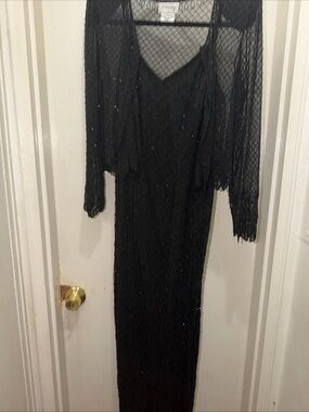 Stenay Black Sheer Mesh Overlay Evening Gown
